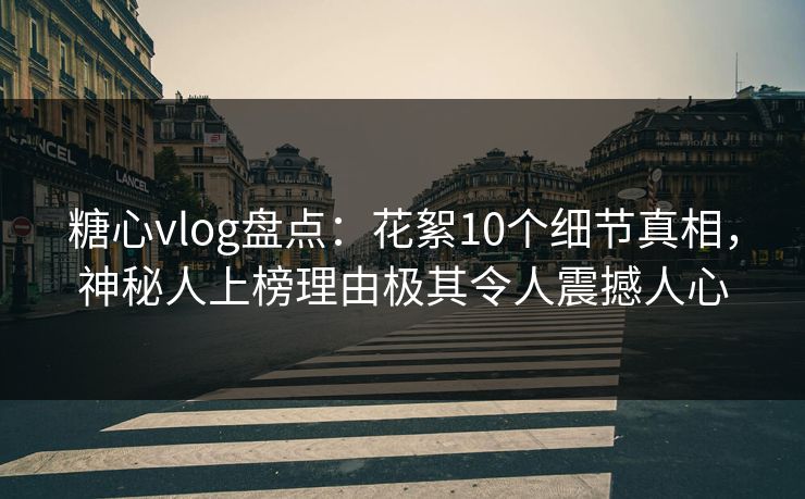 糖心vlog盘点：花絮10个细节真相，神秘人上榜理由极其令人震撼人心