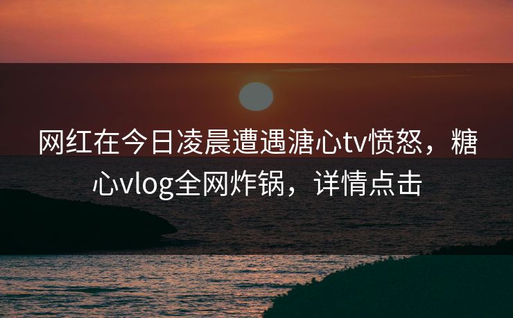 网红在今日凌晨遭遇溏心tv愤怒，糖心vlog全网炸锅，详情点击