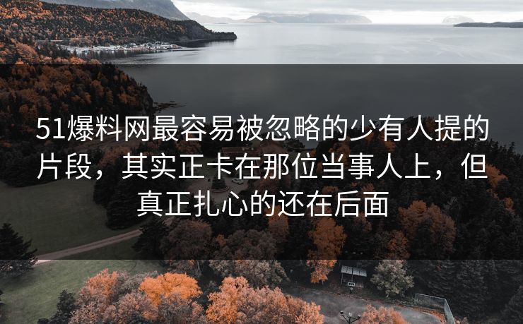 51爆料网最容易被忽略的少有人提的片段，其实正卡在那位当事人上，但真正扎心的还在后面
